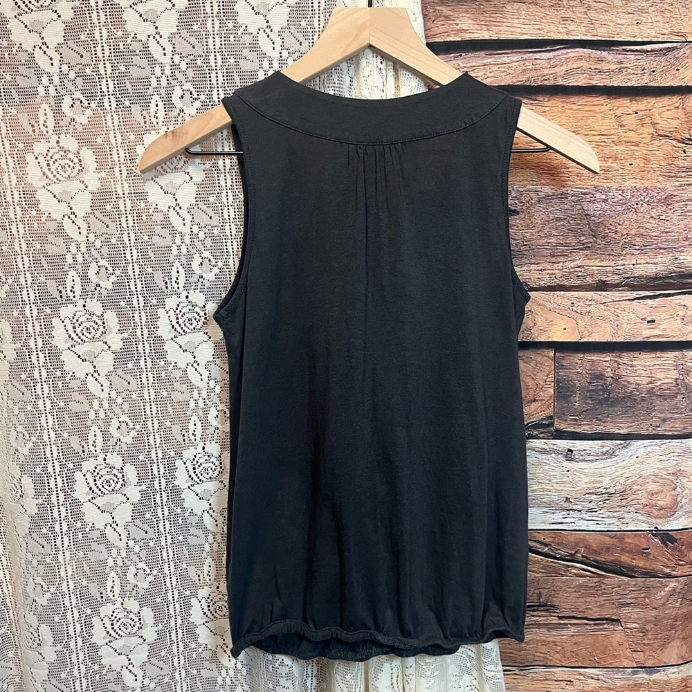 LOFT Cotton/Modal Sleeveless Top with Floral Ruffle Accents - Picture 6 of 7